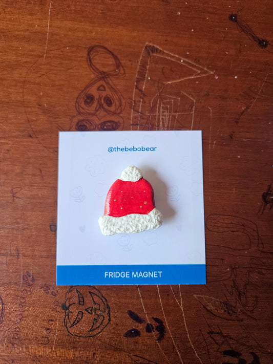 Porcelain Clay Fridge Magnet (Santa Hat)